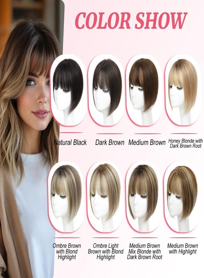 يامي وصلات شعر يامي للنساء، وصلات شعر طبيعي مع غرة (بني متوسط ​​مع خصلات فاتحة) - Image 5